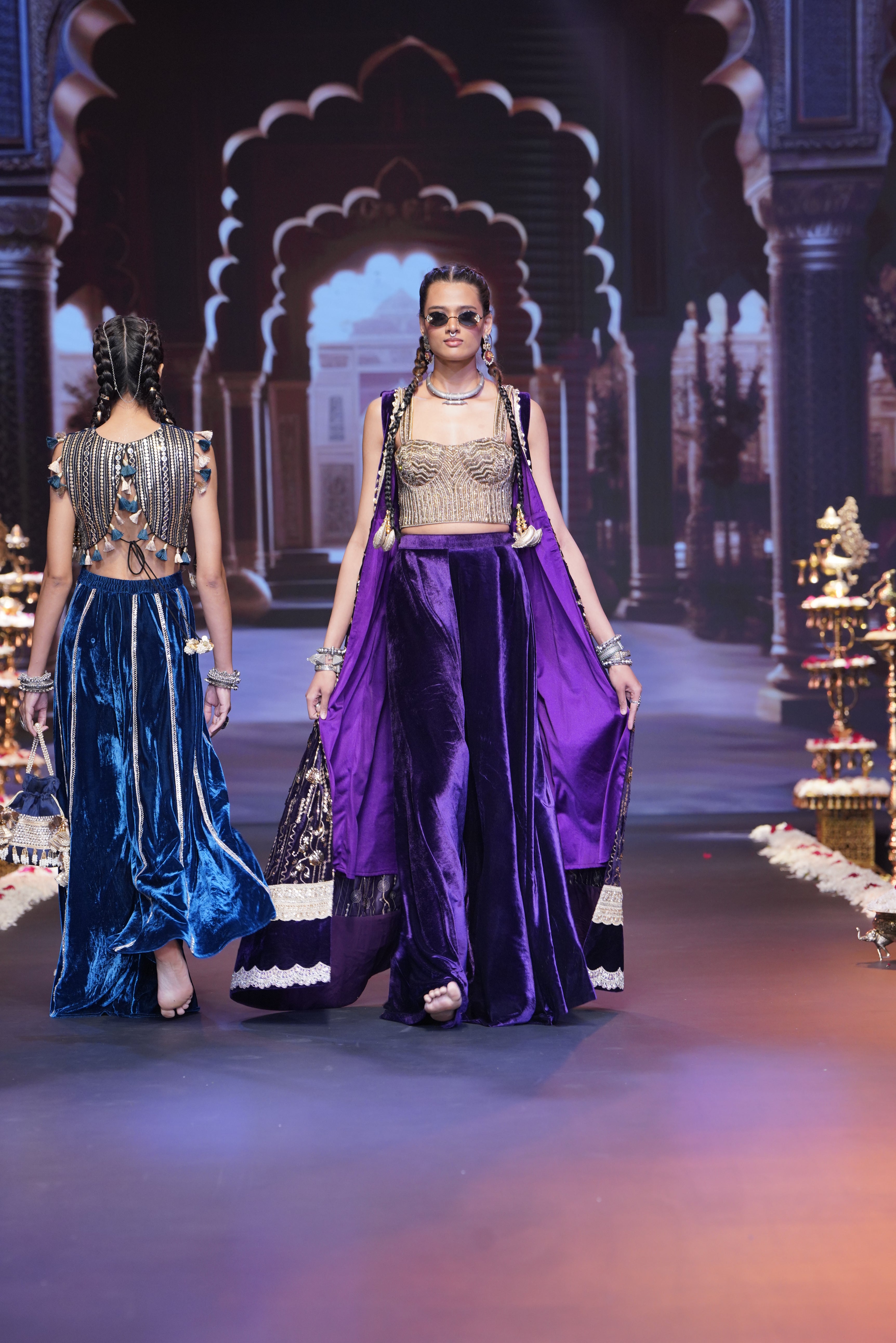 Purple embroidered three – piece set