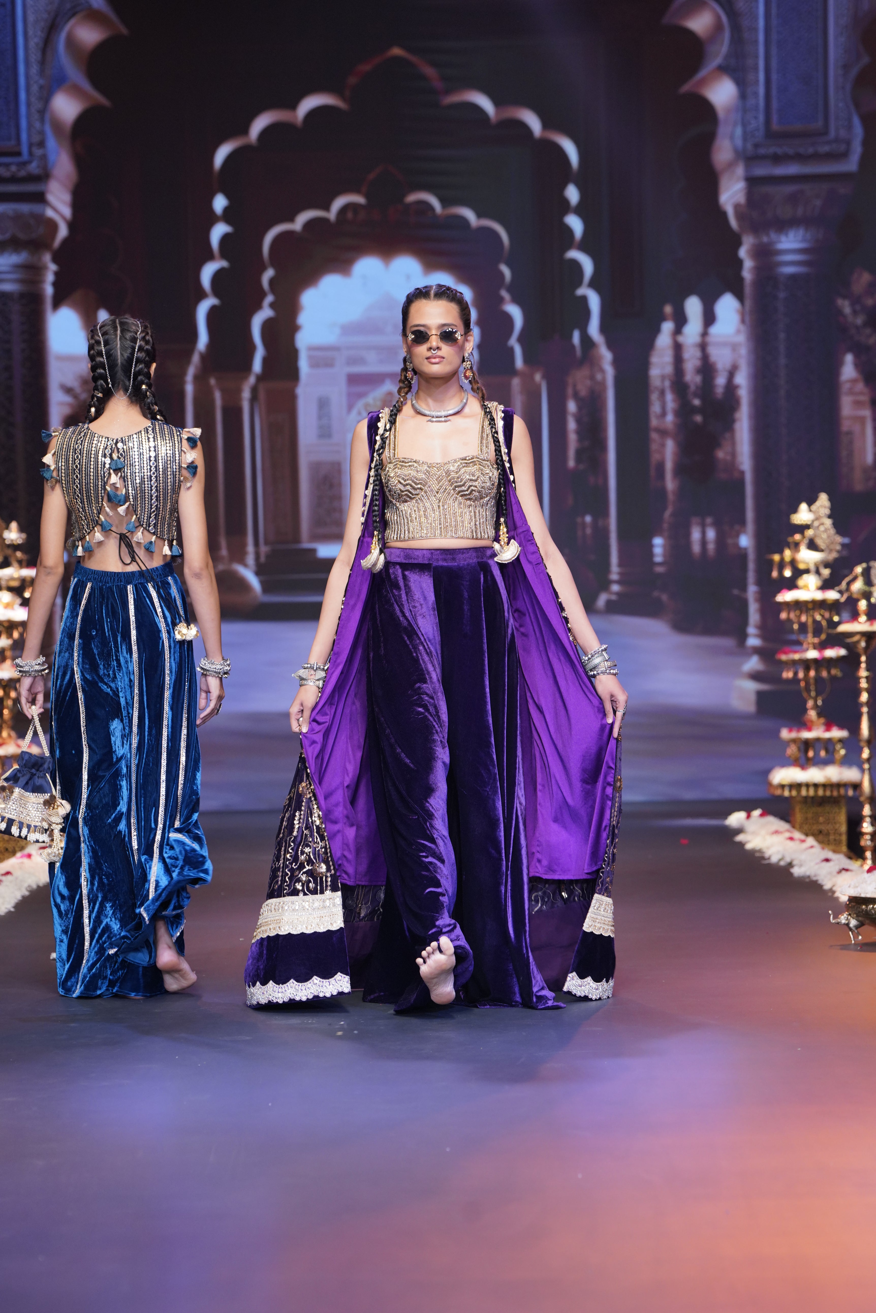 Purple embroidered three – piece set