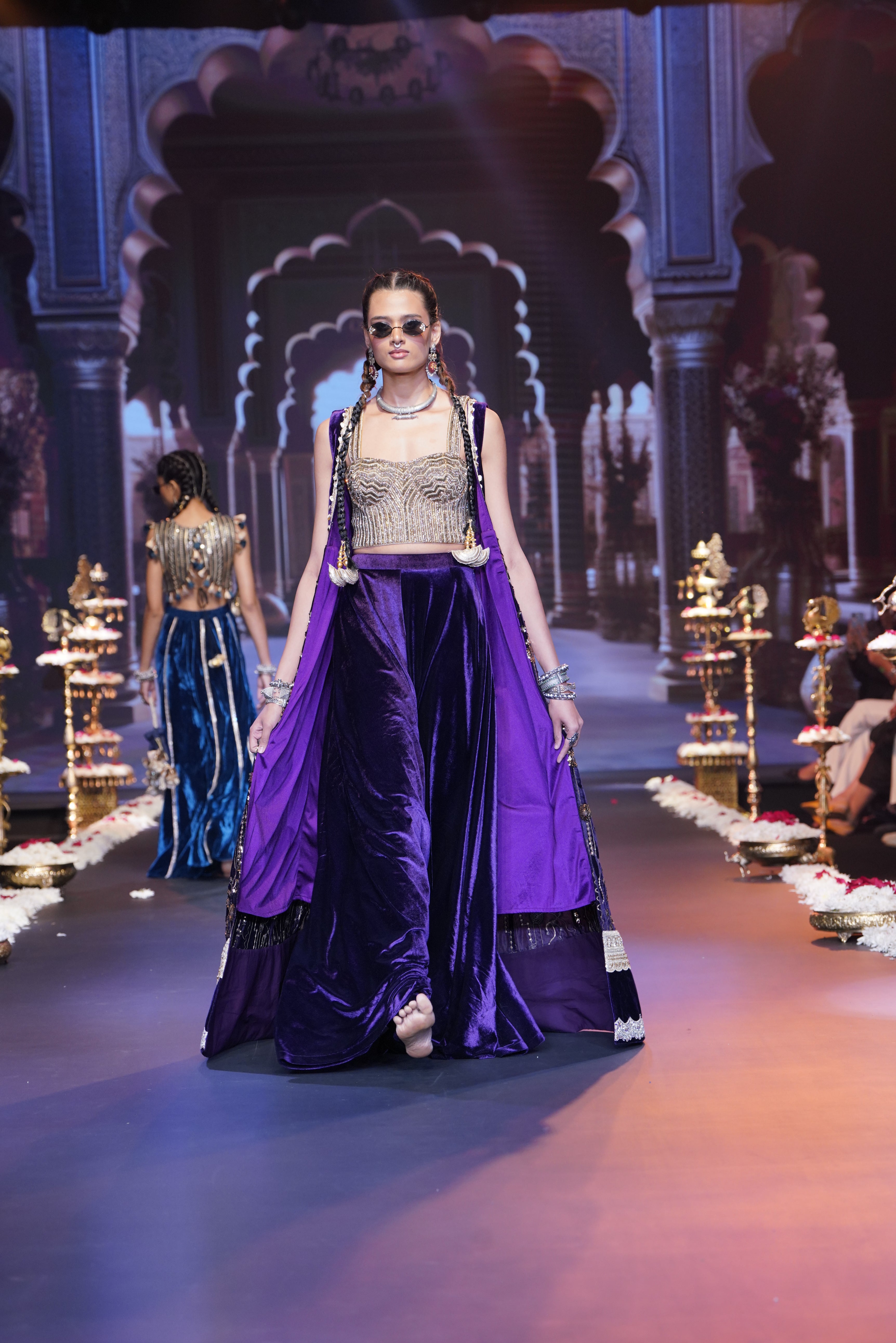 Purple embroidered three – piece set