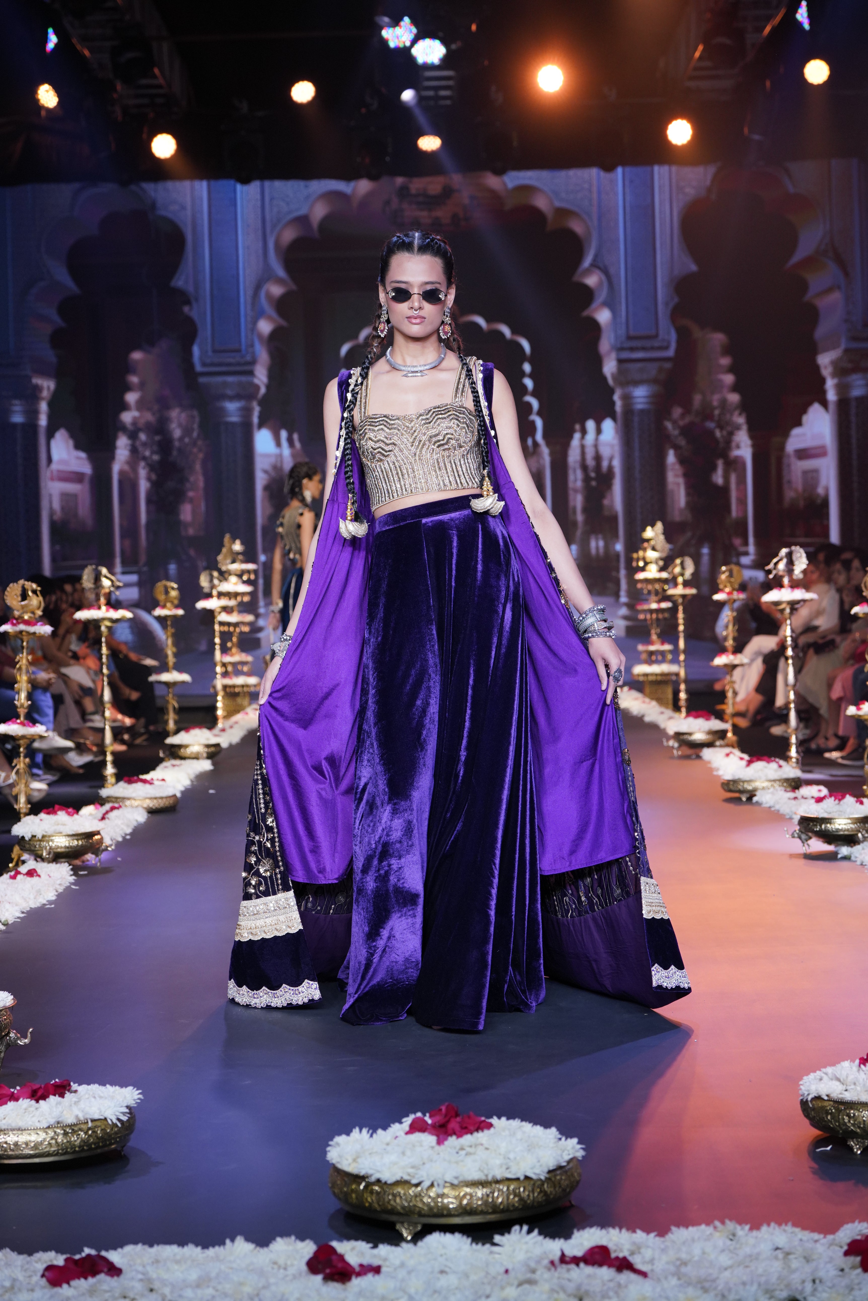 Purple embroidered three – piece set