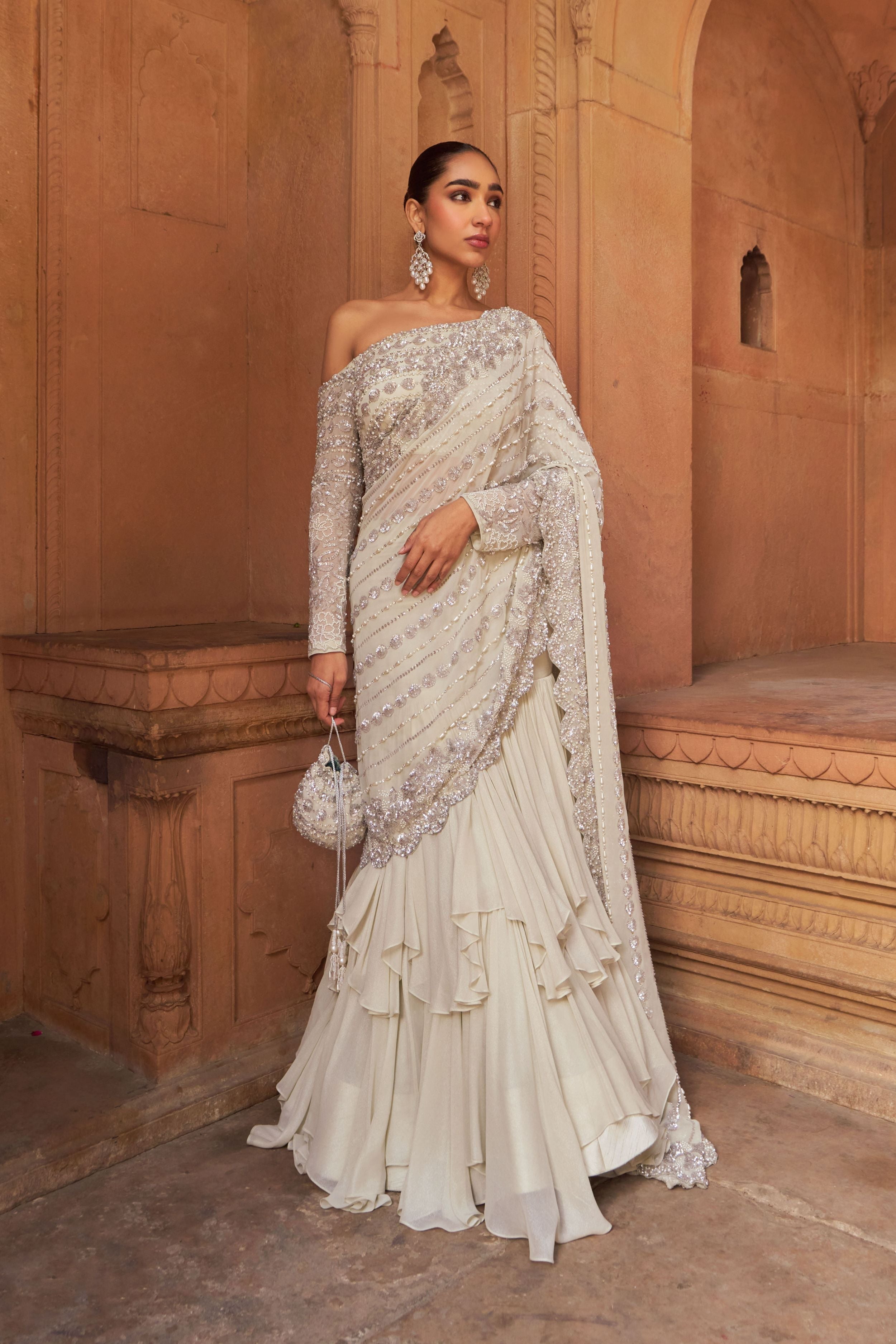 Nargirs Fakhri In BASHAASH SAREE SET