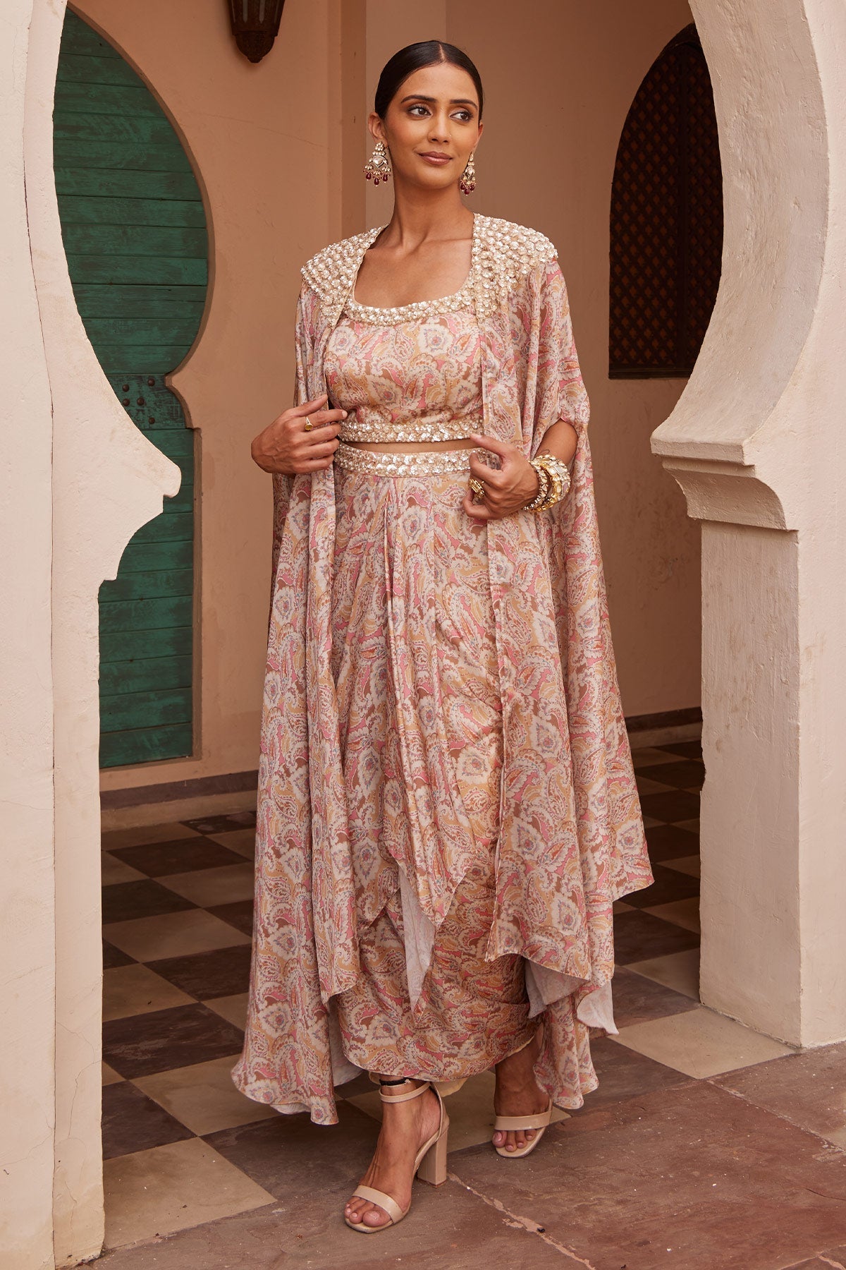 Designer Beige Jashan-E-Bahaar Co-ord Set
