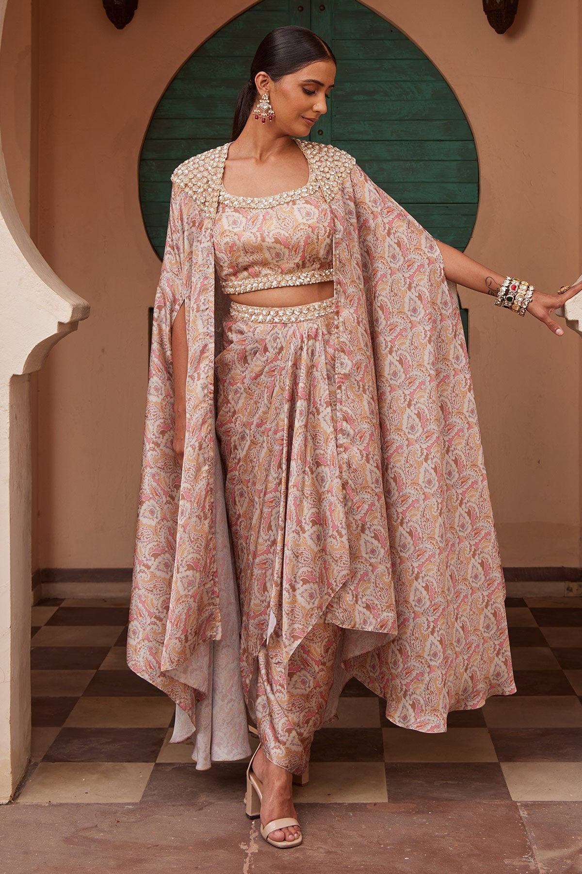 Designer Beige Jashan-E-Bahaar Co-ord Set