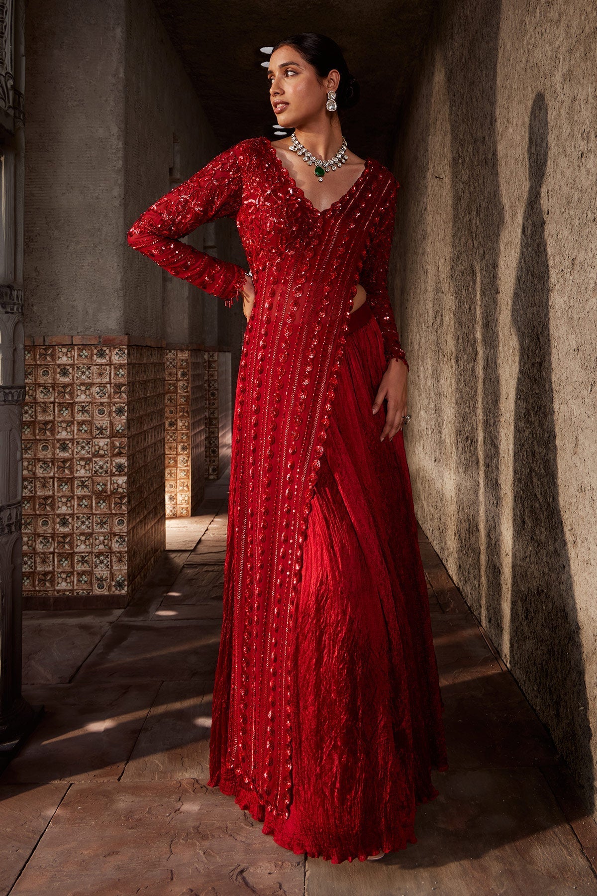 Surkh Laal Jalsaa Red Designer Lehenga Set