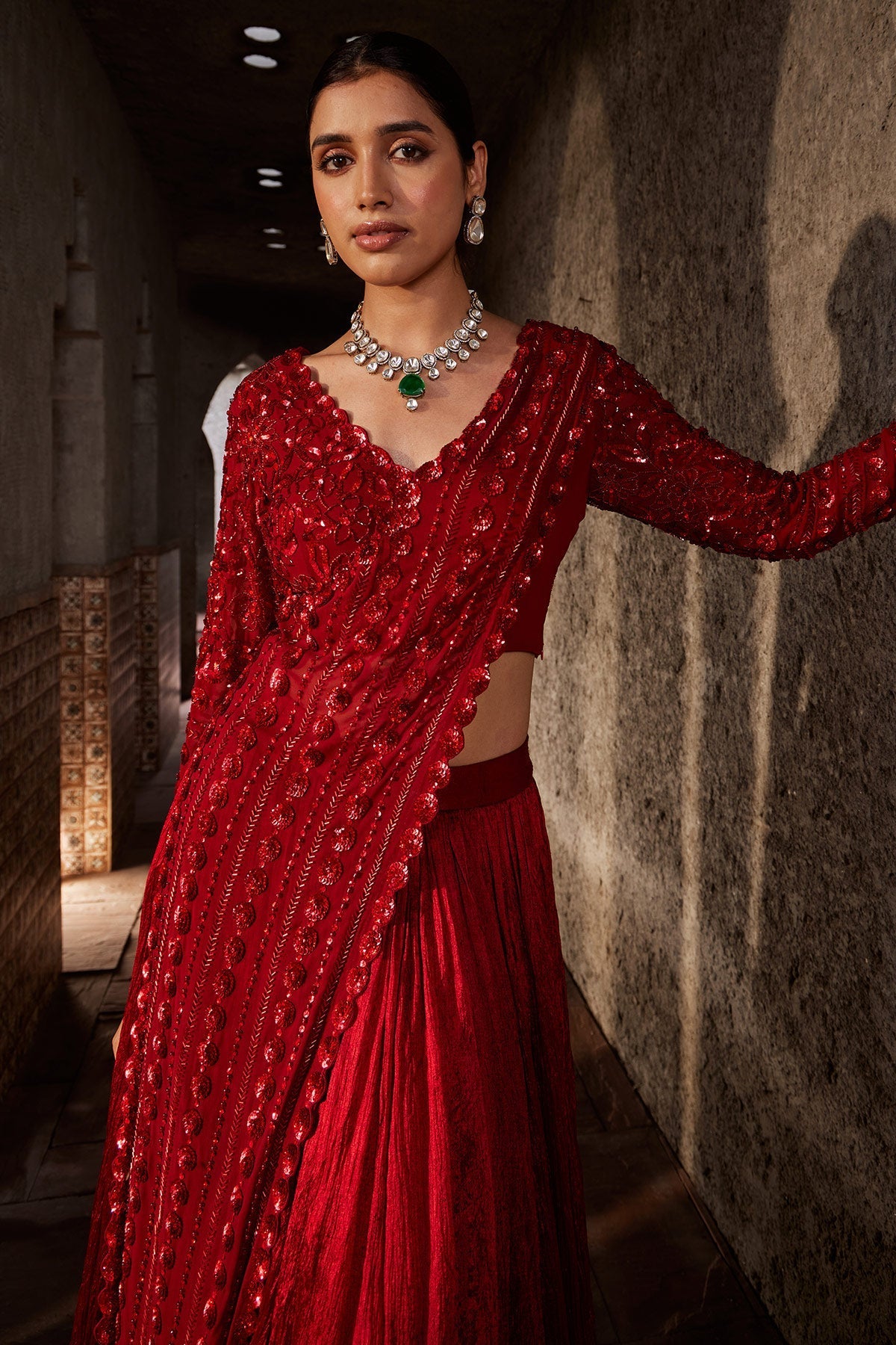 Surkh Laal Jalsaa Red Designer Lehenga Set