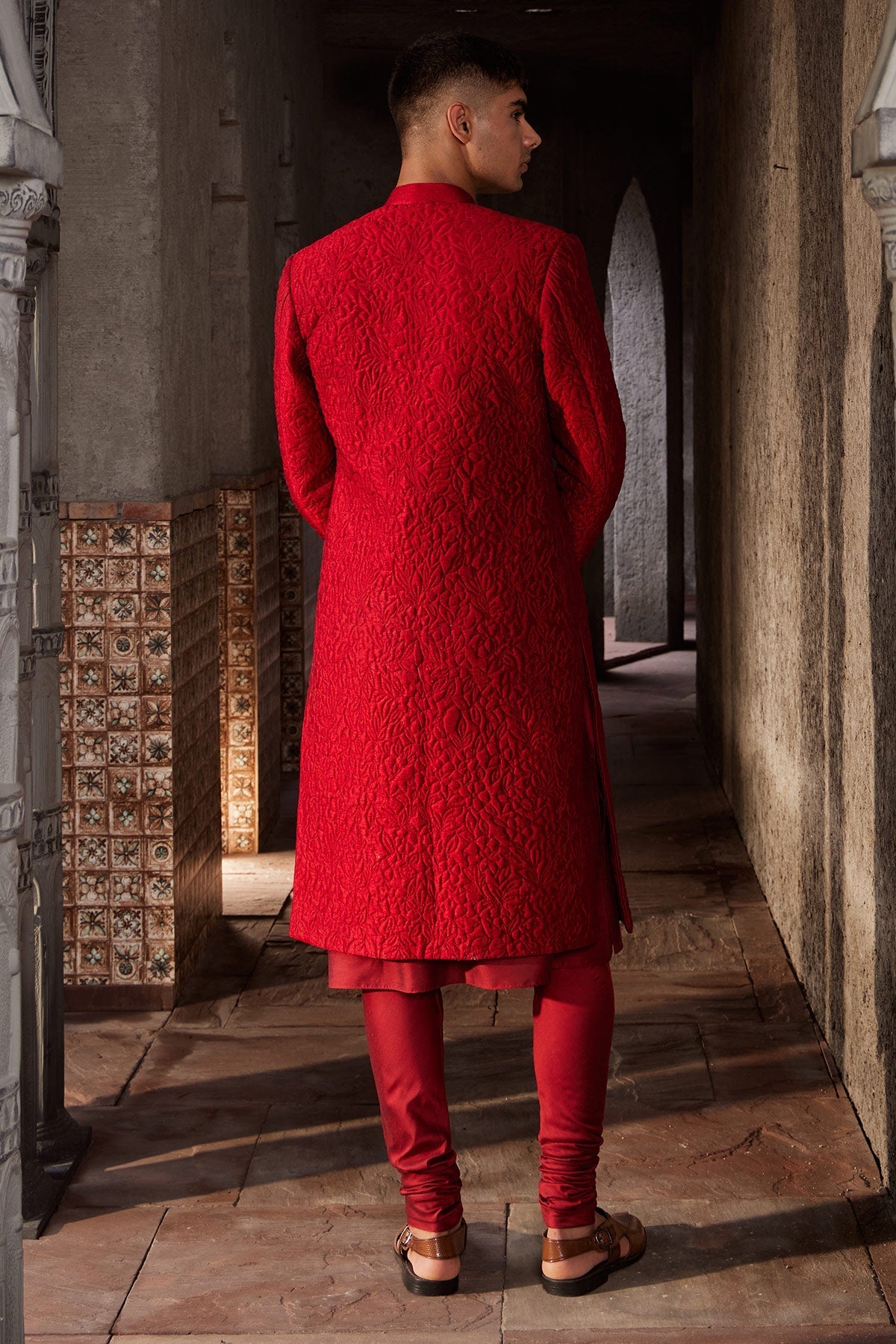 Buy Designer Luxury Men's Marroon Sherwani | Nidhika Shekhar