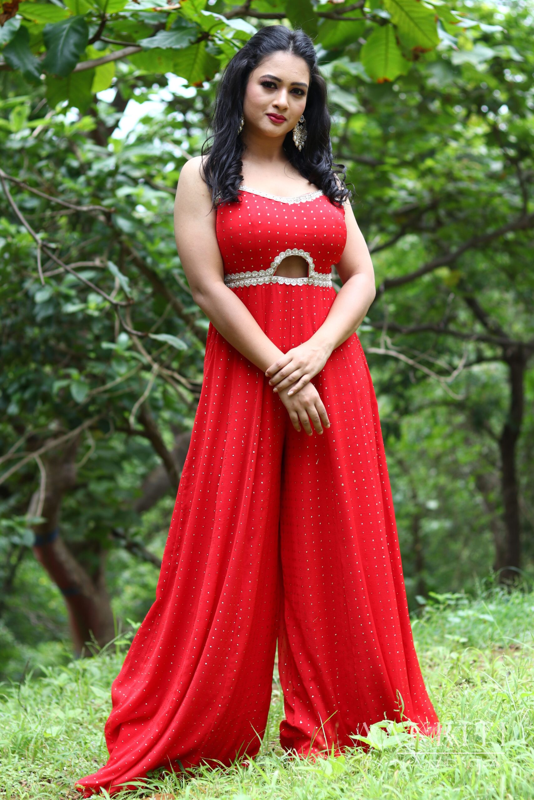 Girija Prabhu In Red Coloured Jumpsuit