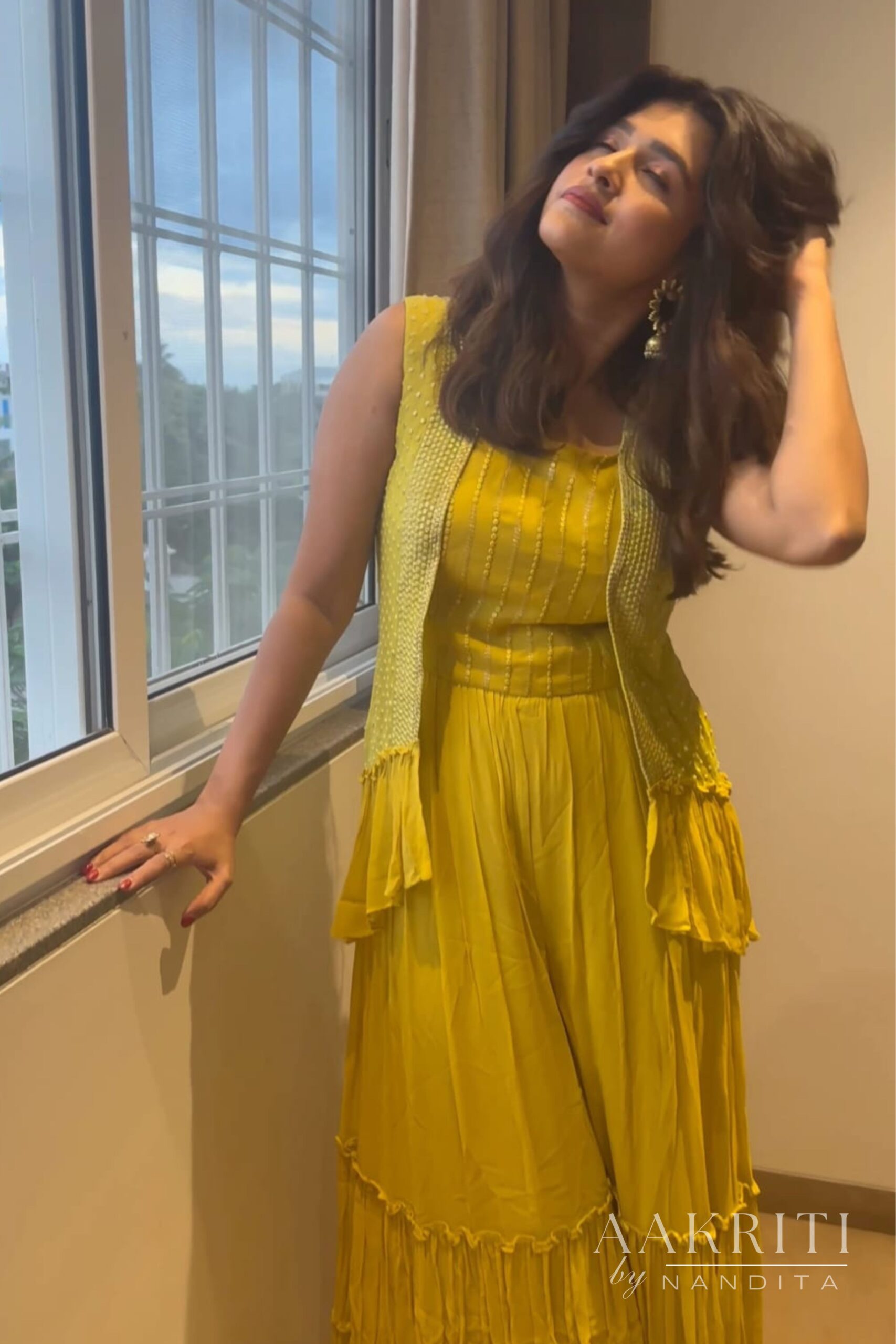 Sanskruti Balgude In Mustered Coloured Dress