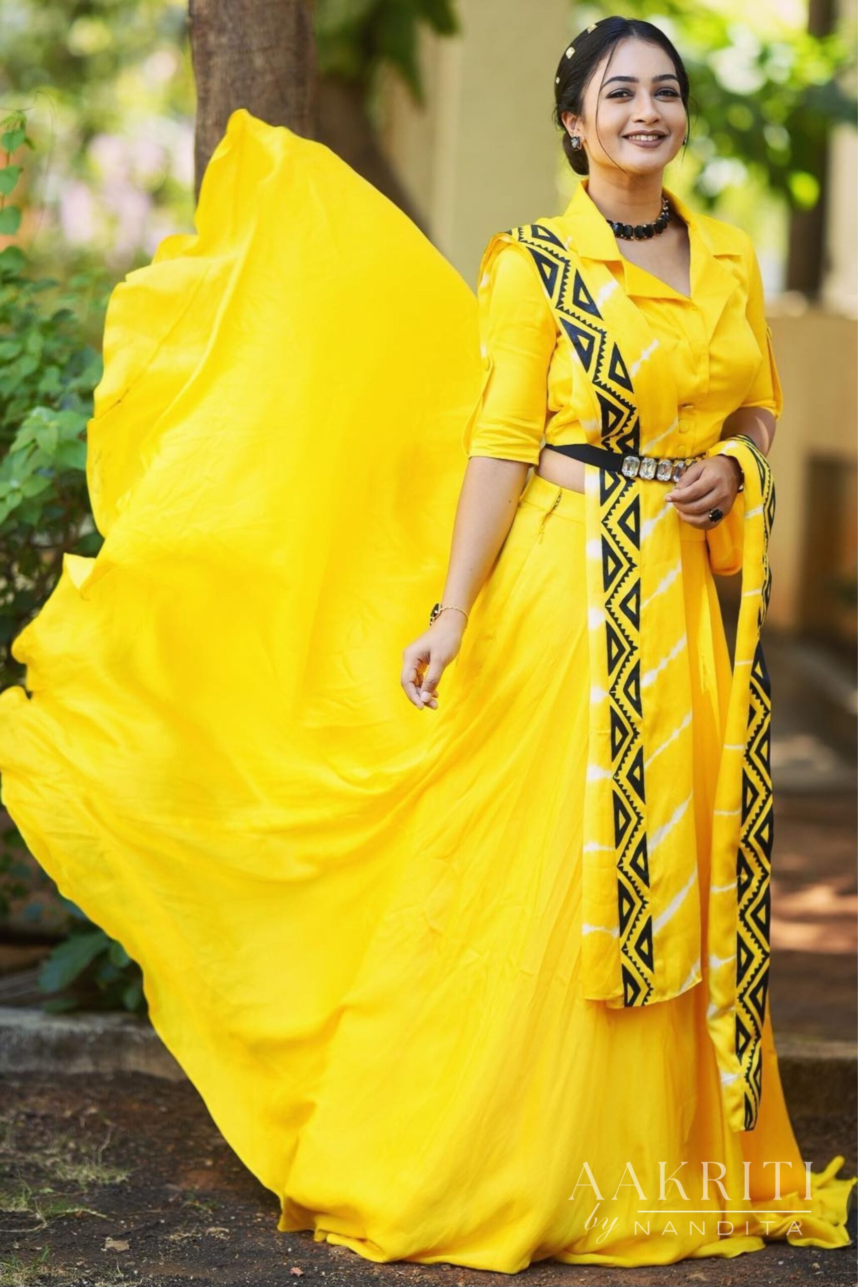 Girija In Handpainted Yellow Dress