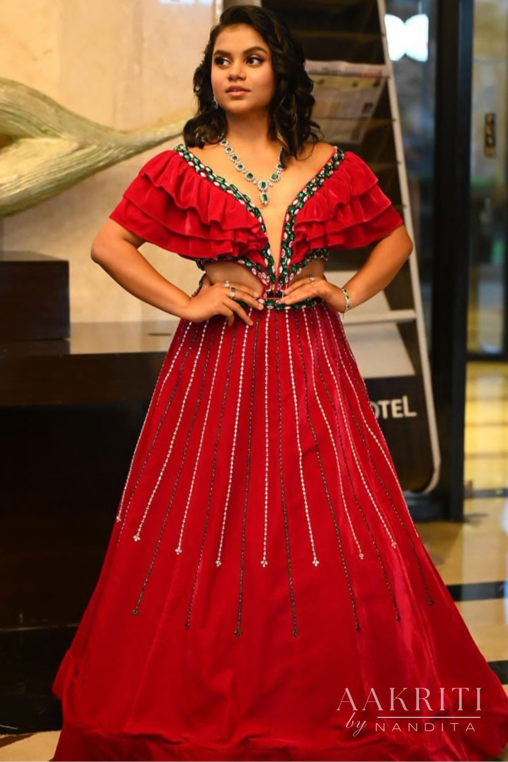 Ankita Nandy In Red Velvet Gown