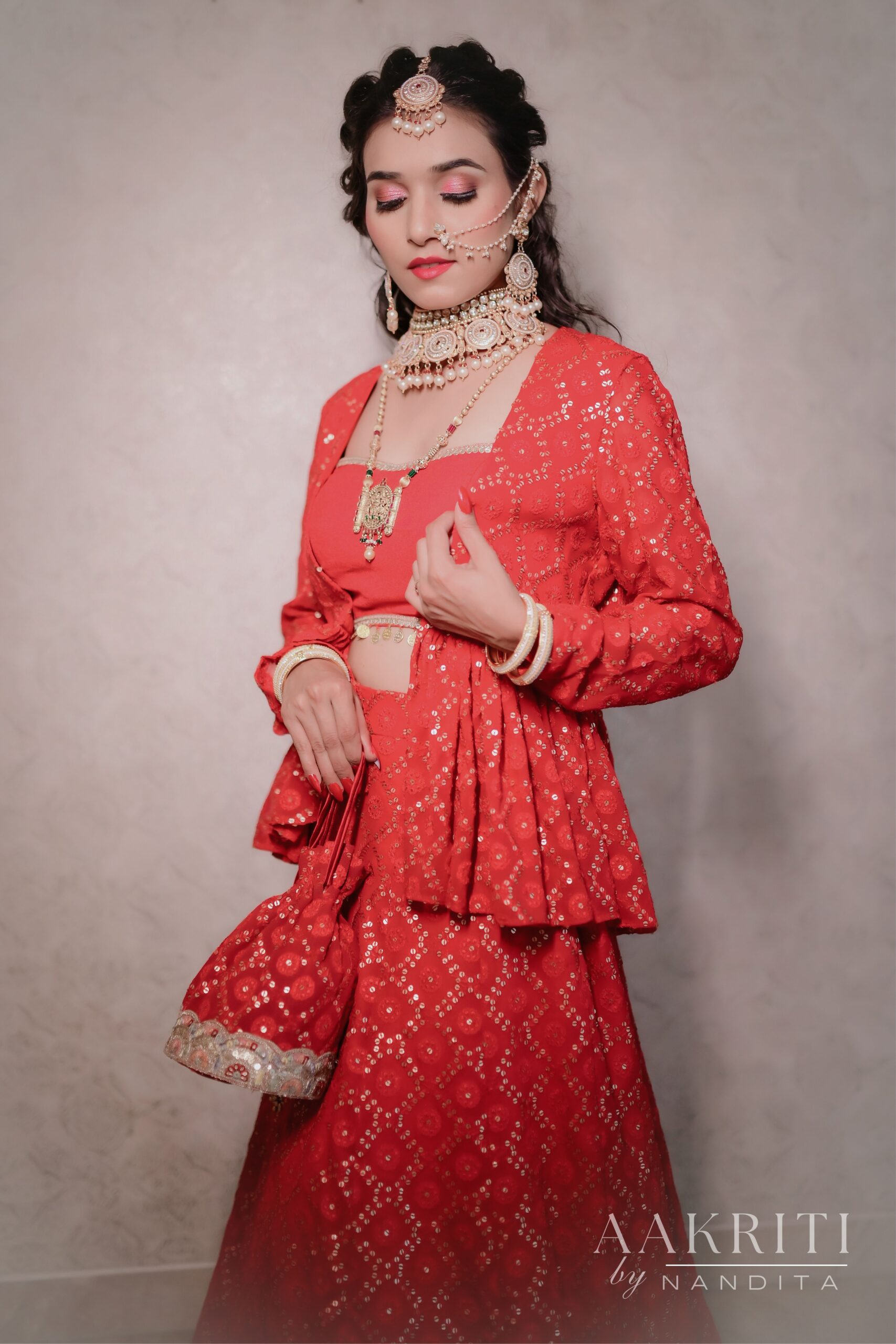 New Red Coloured Jacket Style Lehenga