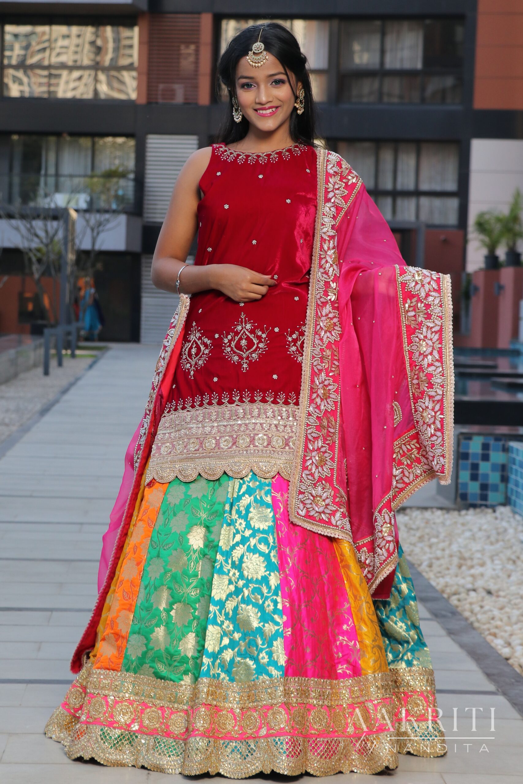 Multicoloured Brocade Lehenga