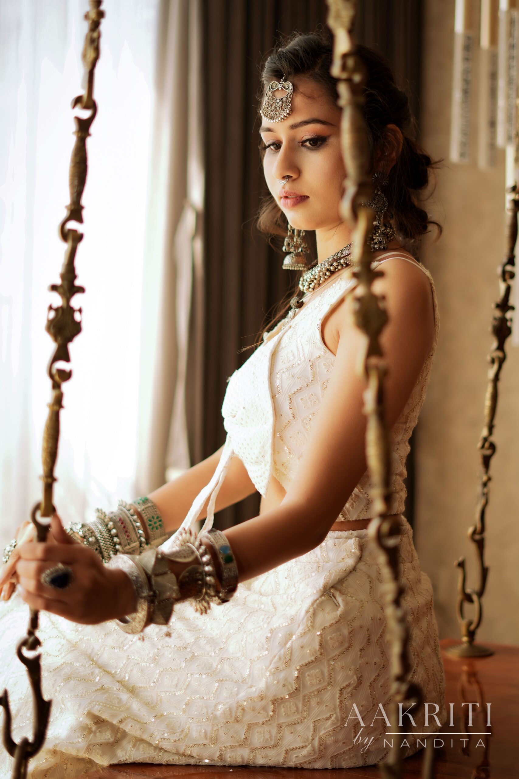 Lakhanavi Off-white Lehenga